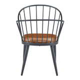 Industrial Inspired Upholstered Dining Chair Set With Metal Legs (Set of 2) - Brown