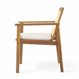 Preston - Outdoor Dining Chair With Cushion (Set of 2) - Teak / Beige