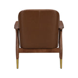 Mid - Century Accent Chair With Cushioned Seat, Brass Tipped Legs