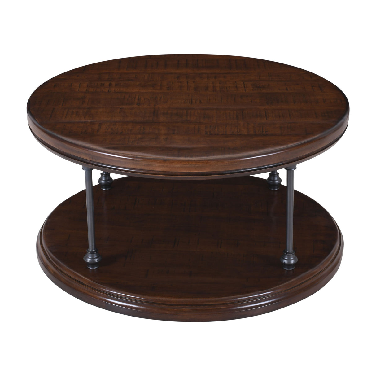 Larson - Round Cocktail Table - Distressed Brown