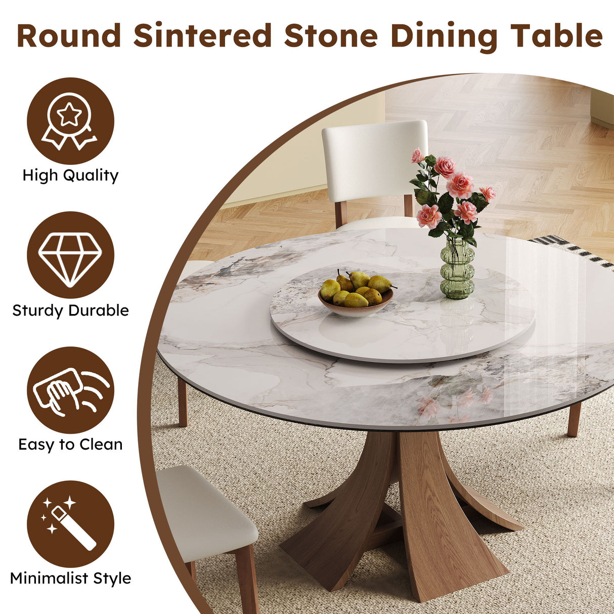 Dining Table Set With Wooden Base