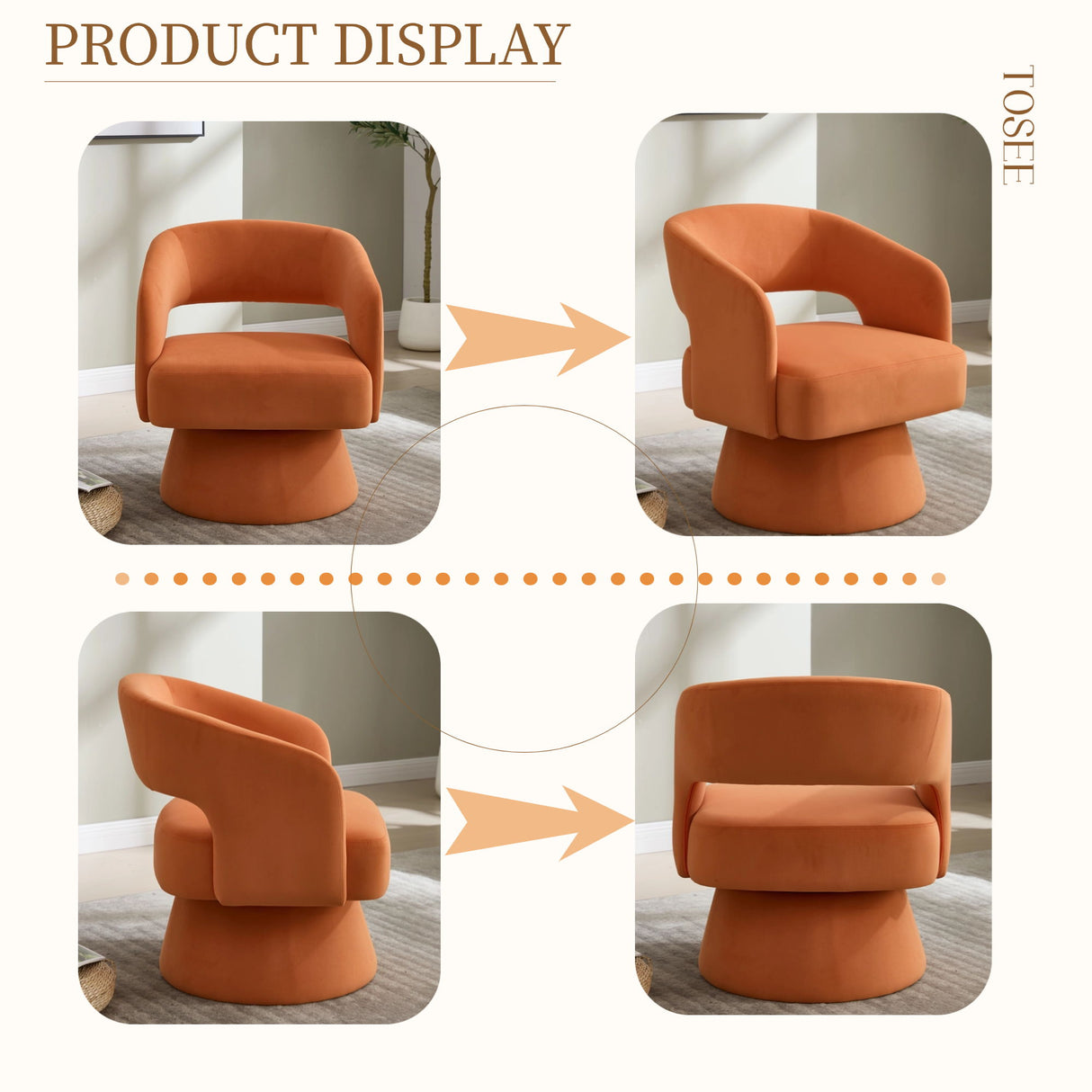 Swivel Barrel Chair With 360 Degree Rotation