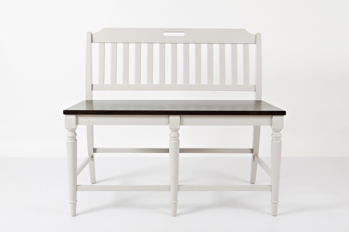 Orchard Park - Slatback Counter Bench - Soft Gray / Dark Brown