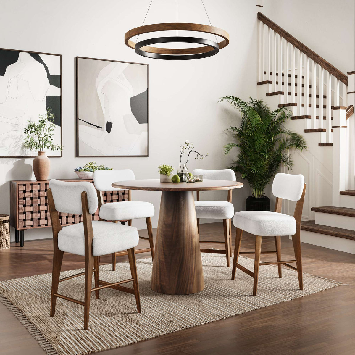 Nash - 5 Piece Dining Set, Counter Table With 4 Barstools