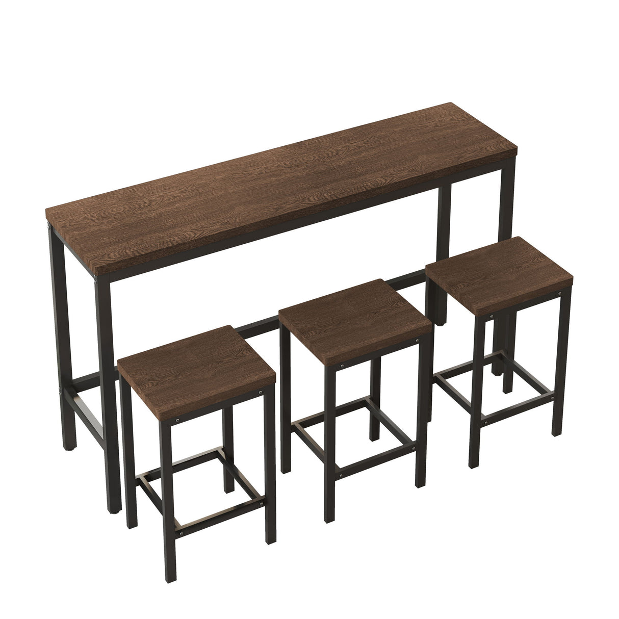 Modern Design Long Dining Table Set With 3 Stools
