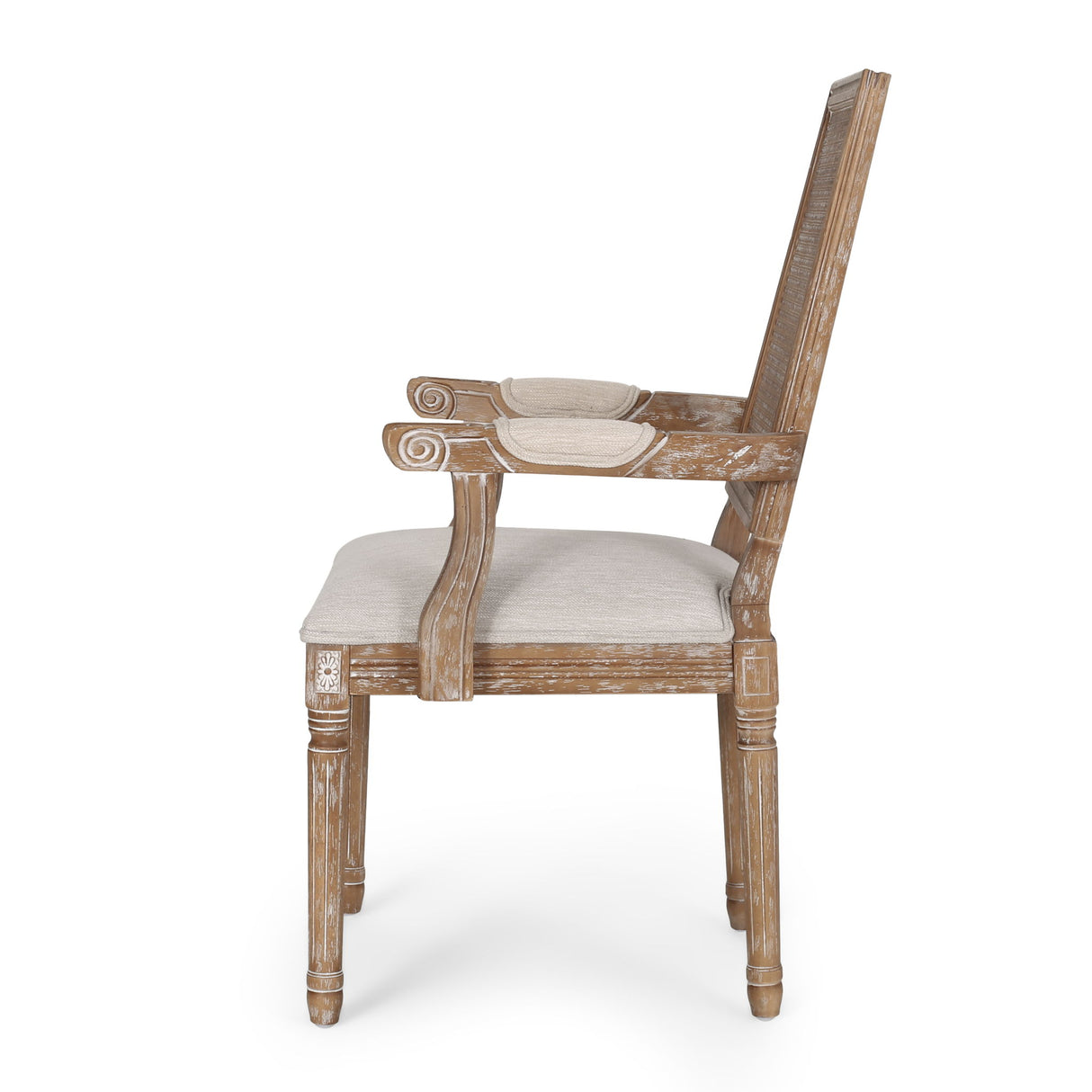 Elegant French Country Style Dining Chair With Cane Backrest