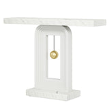 Console Table With Geometric Base For Living Roo - White / Gold