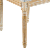 French Country Dining Chair With Rectangular Cane Backrest And Smooth Upholstered Seating