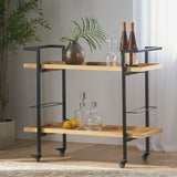 Modern Industrial Bar Cart With Shelving And Casters