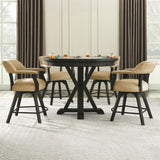 Rylie - 6 Piece Counter Dining Set (Counter Table With Game Top & 4 Counter Chairs) - Black / Sand