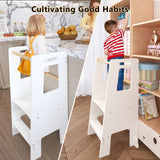 Standing Tower, Child Kitchen Step Stool Toddler, Montessori Stool Adjustable Height - White