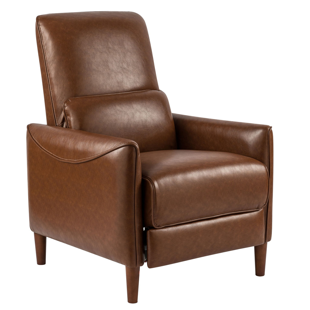 Upholstered Push Recliner Chair With Rubber Wood Legs For Living Room