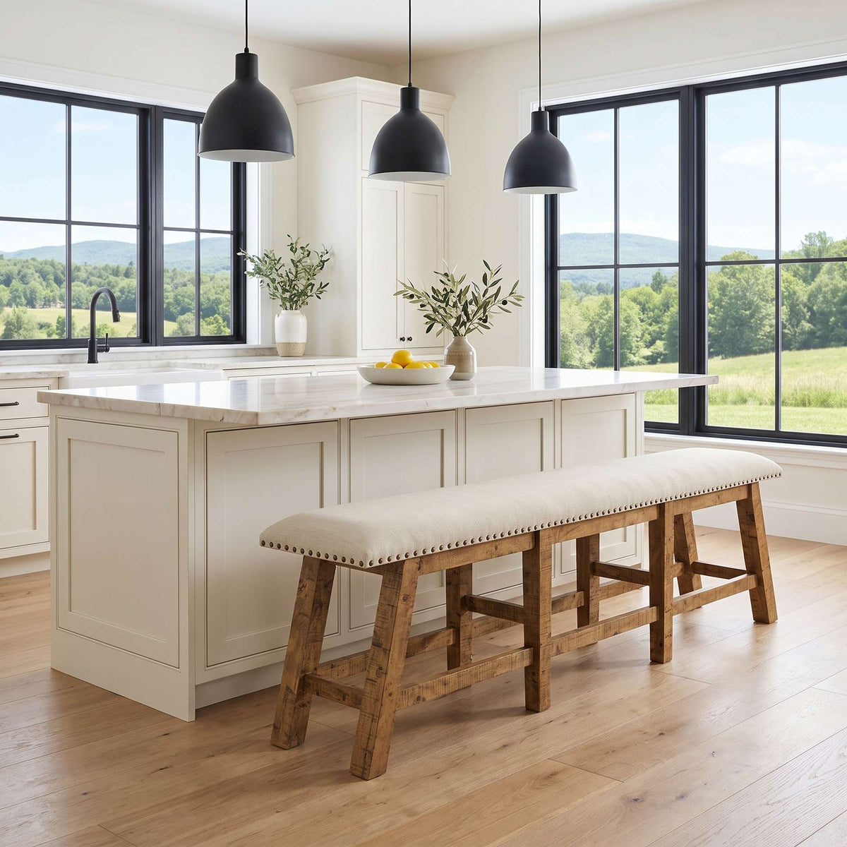 Telluride - Counter Bench - Driftwood Gray / Beige