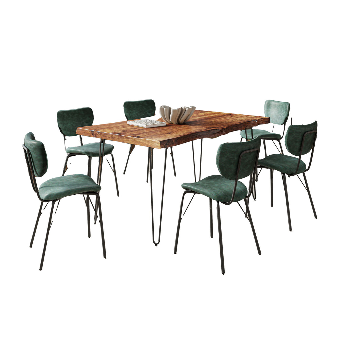 Nature's Edge - 7 Piece Upholstered Dining Set - Chestnut