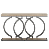 Console Table Narrow Long With Geometric Frame - Gray