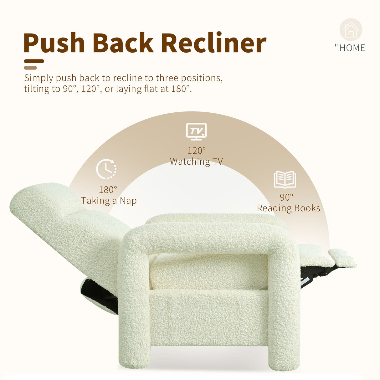 Push Back Recliner Armchair Upholstered Recliner Chair Single Sofa With Adjustable Backrest