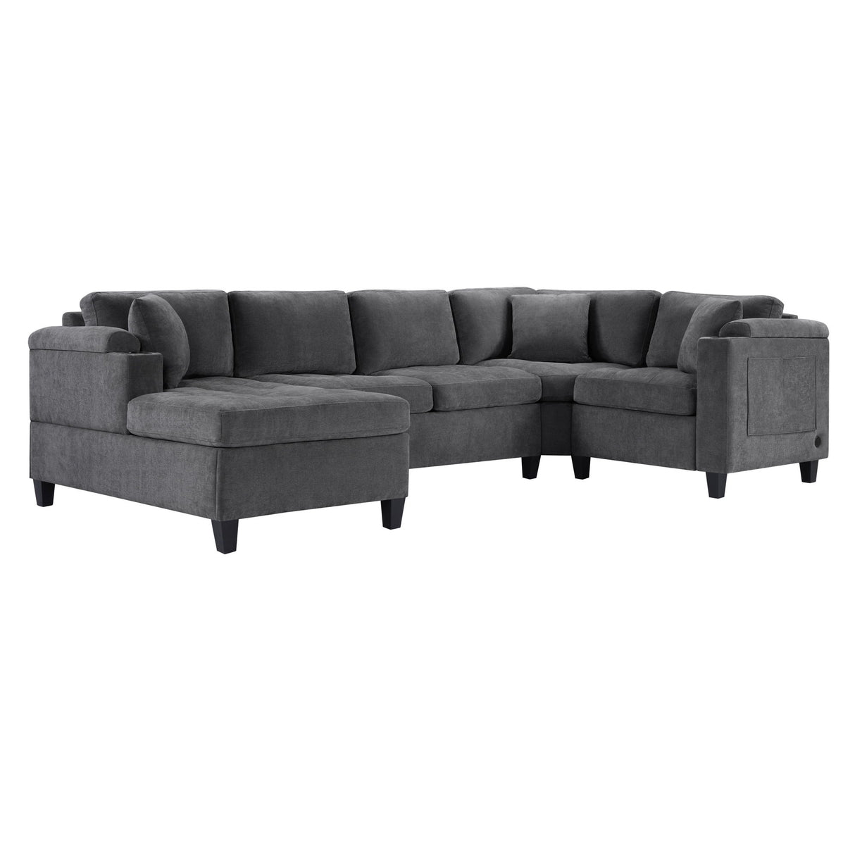U Shaped Sectional Sofa, Corner Living Room Couch With Built In Cup Holders, Storage, USB Ports