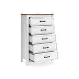 Kerisden - Five Drawer Chest - White / Brown