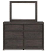 Fraluna - 3 Pc. - Queen Panel Storage Bed, Dresser And Mirror - Charcoal