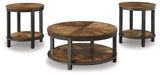 Roybeck - Occasional Table Set (Set of 3) - Light Brown / Bronze