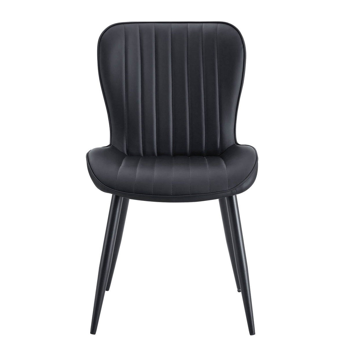 Minimalist Ergonomic Dining Chair (Set of 4) With Curved Cushions And Metal Frame - Black