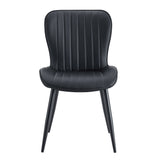 Minimalist Ergonomic Dining Chair (Set of 4) With Curved Cushions And Metal Frame - Black