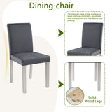 Dining Table Set, Table With A Rectangular Table And Upholstered Chairs