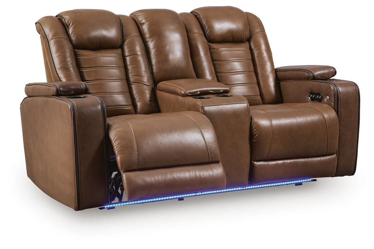 Gruaro - Power Reclining Loveseat With Console / Adjustable Headrest - Amber