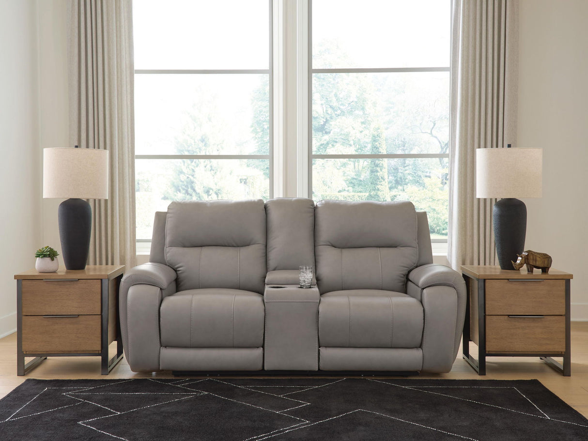 Real Moments - Power Reclining Loveseat With Audio Seating - Ash