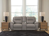 Real Moments - Power Reclining Loveseat With Audio Seating - Ash
