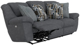 Trifecta - Power Sofa With 3 Recliners And Drop Down Table - Smoke