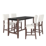 5 Piece Counter Height Dining Set, Bar Table With 4 Upholstered Chairs