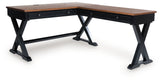 Wildenauer - 4 Pc. - Home Office Desk And Return, Swivel Desk Chair, Bookcase - Brown / Black