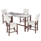 5 Piece Counter Height Dining Set With 4 Upholstered Chairs