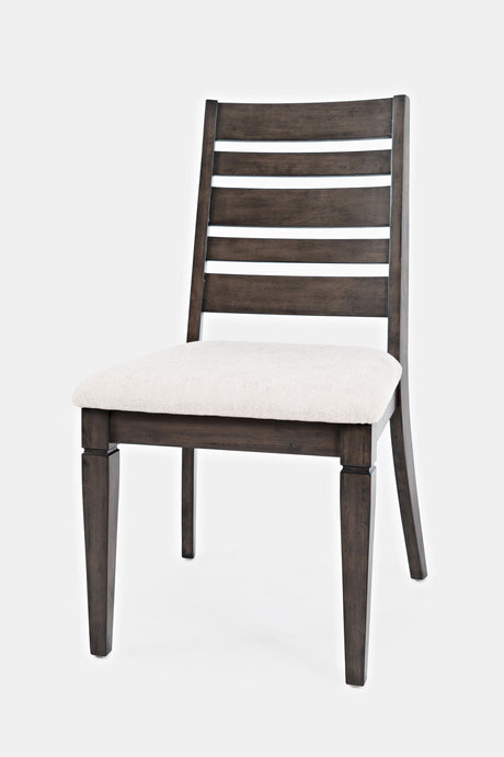 Lincoln Square - Ladderback Chair (Set of 2) - Medium Brown And White Fabric