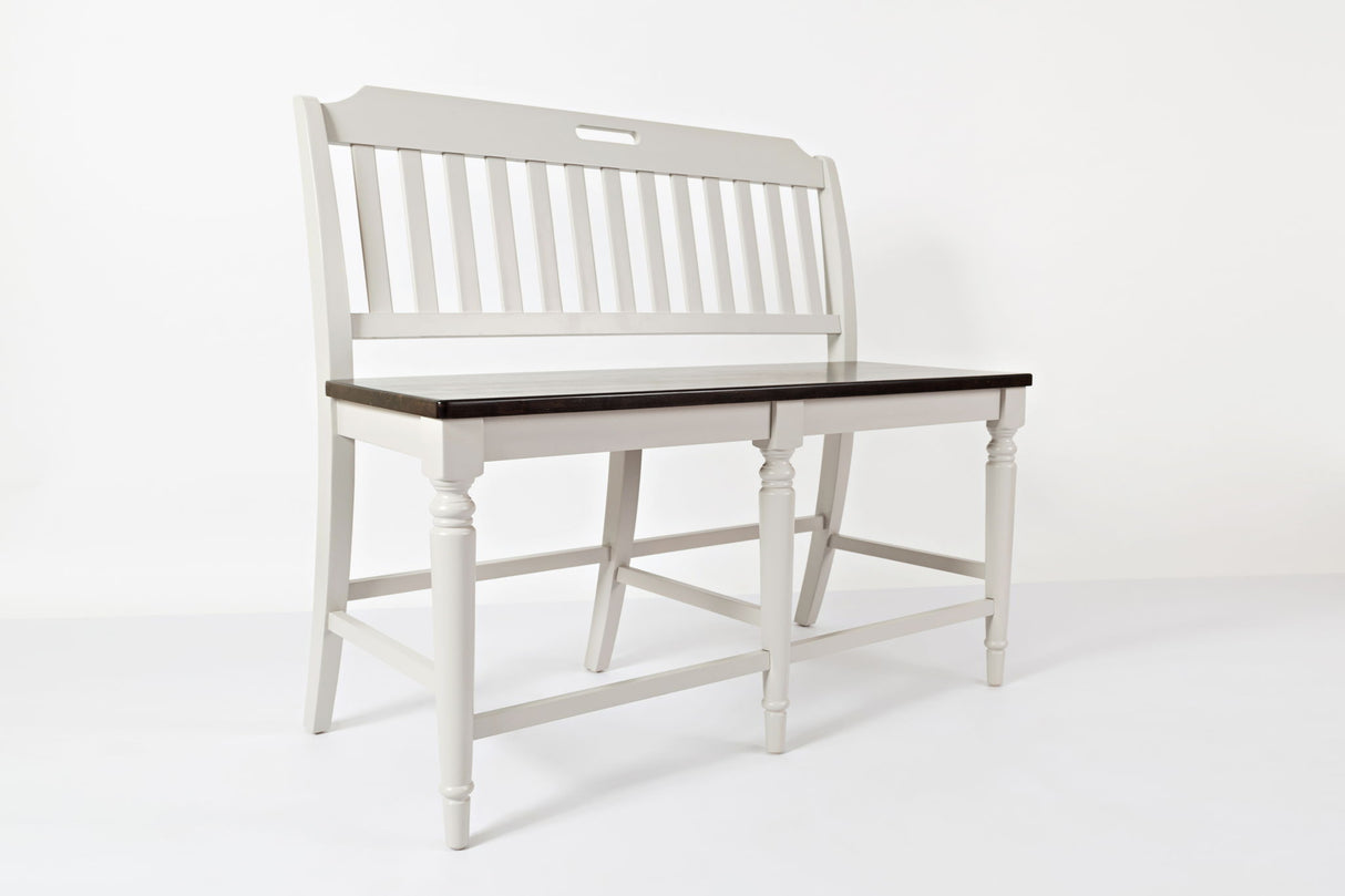 Orchard Park - Slatback Counter Bench - Soft Gray / Dark Brown