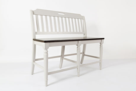 Orchard Park - Slatback Counter Bench - Soft Gray / Dark Brown