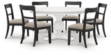 Greddinton - Round Dining Table Set - Black Chairs