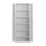 Industrial Metal Kitchen Pantry Cabinet With Adjustable Shelves - White