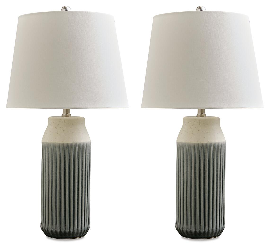 Afener - Ceramic Table Lamp (Set of 2) - Blue / Beige