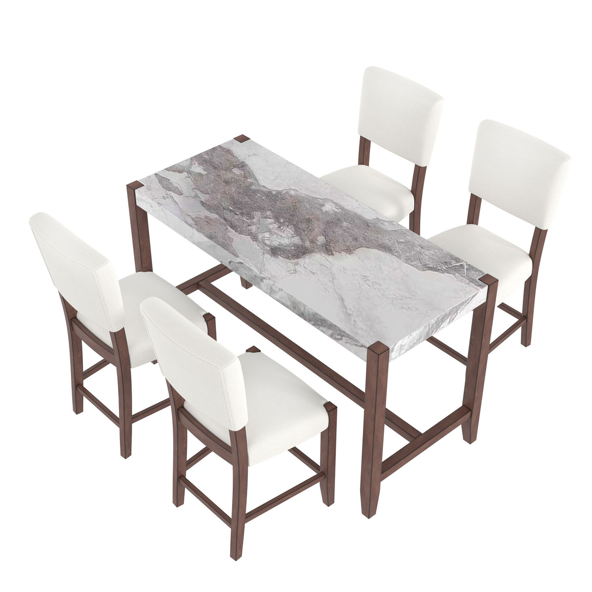 5 Piece Counter Height Dining Set With 4 Upholstered Chairs