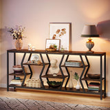 Tribesigns - Extra Long Narrow Sofa Console Table With 4 Tier Storage Shelves - Rustic Brown
