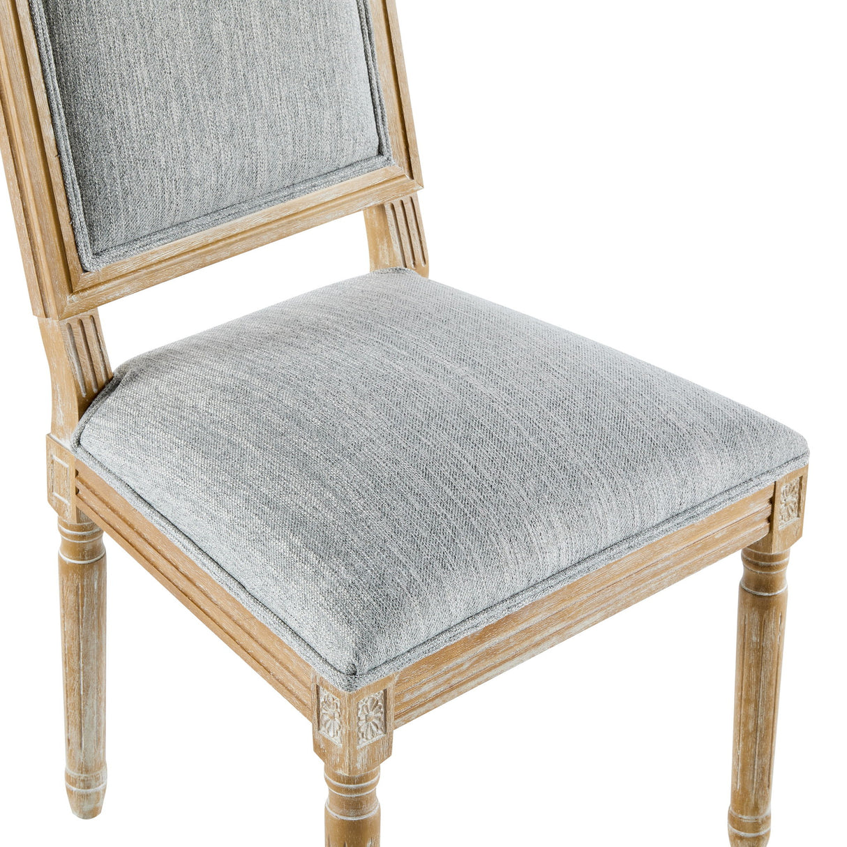 French Country Style Dining Chair With Upholstered Seating And Fluted Legs