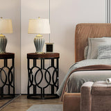 Round End Table Nightstand For Living - Brown / Black