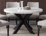 Xena - Marble Top Round Table - White / Black