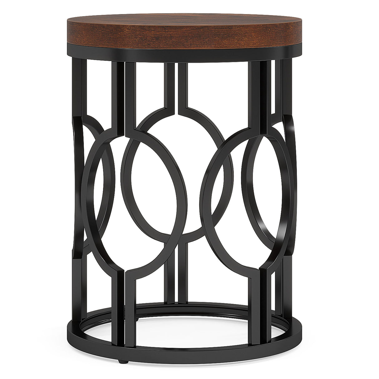 Round End Table Nightstand For Living - Brown / Black