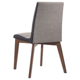 Dining Room Side Chair Set With Sleek Curves And 2 Tone Upholstery - Brown / Gray