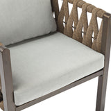 2 Pieces Outdoor Metal Patio Club Chair, Patio Furniture Arm Chair With Cushion, Modern Outdoor Furniture Deep Seating For Porch, Garden, Backyard, Balcony - Brown / Light Gray