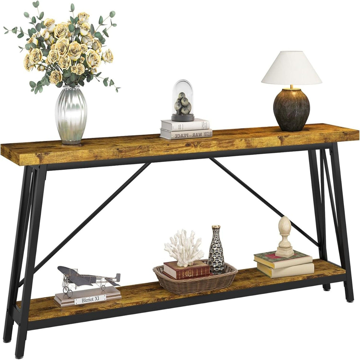 Extra Long Sofa Table For Hallway, Entryway & Living Room - Rustic Brown