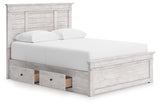 Makidern - Panel Storage Bed With 2 Under Bed Storage Units